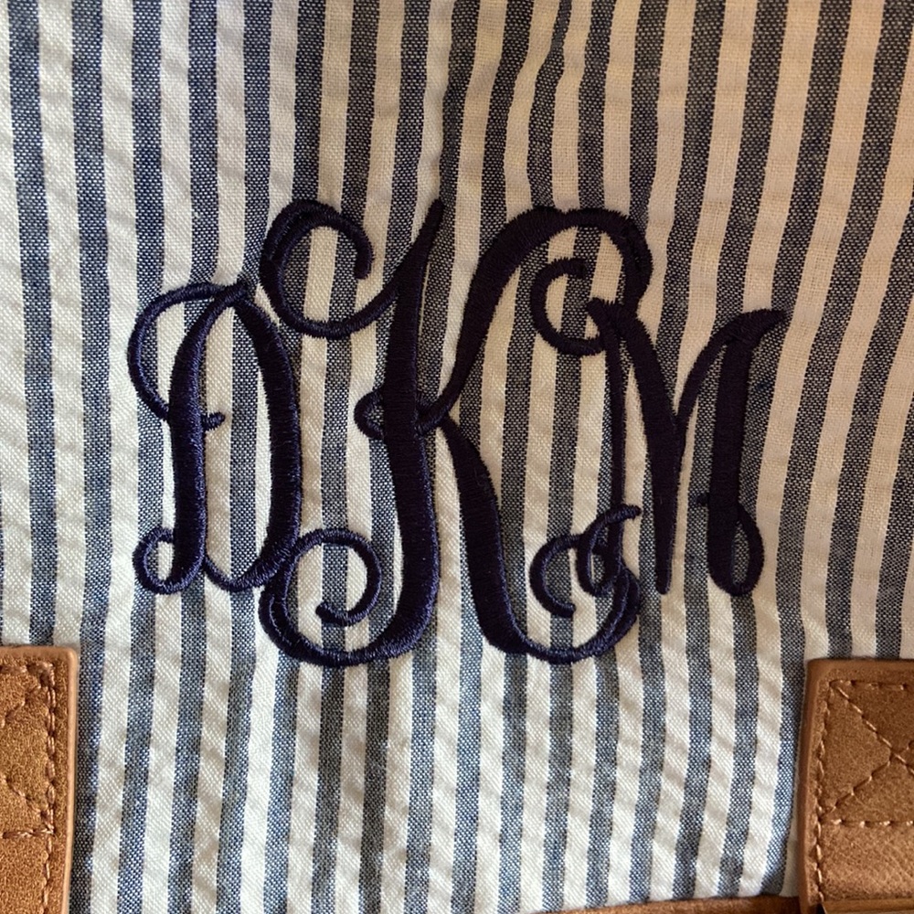 Striped Backpack Monogrammed “Dkm” - image 6